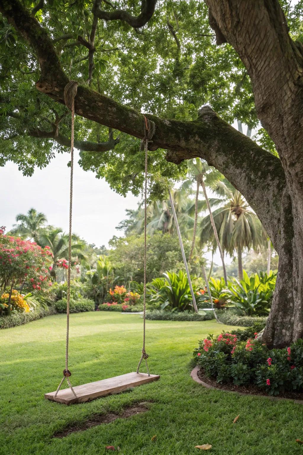 Rekindle joy with a playful tree swing.