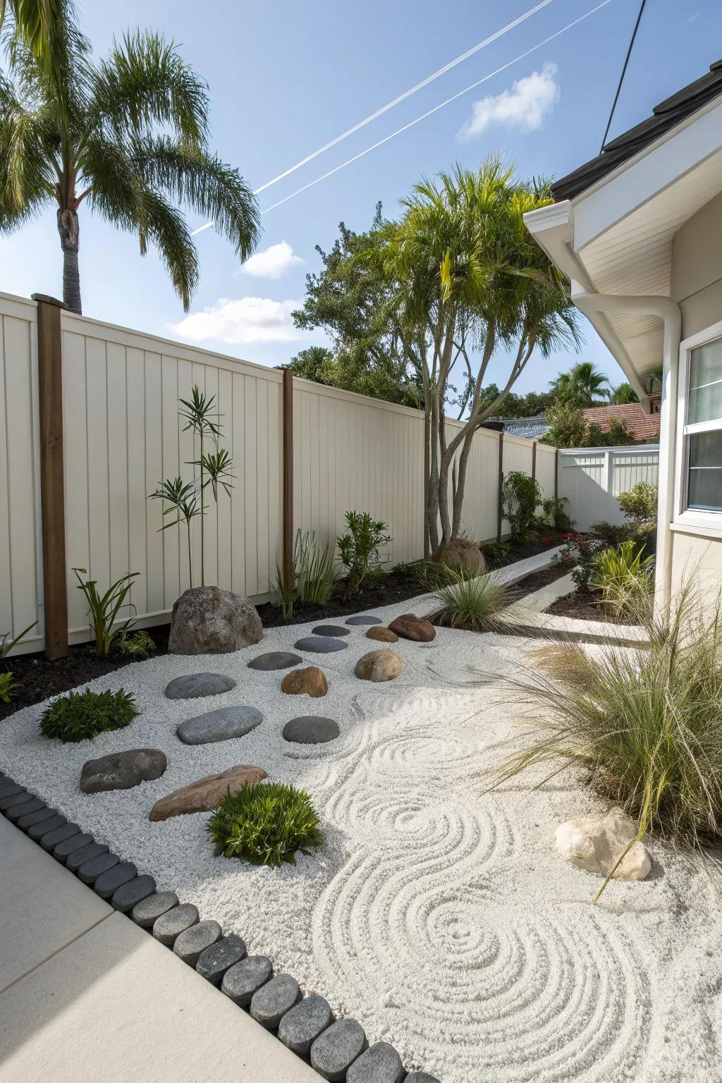 Find peace in a Zen garden corner.