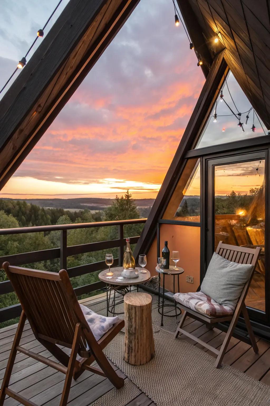 A small bar creates a perfect spot for evening cocktails.