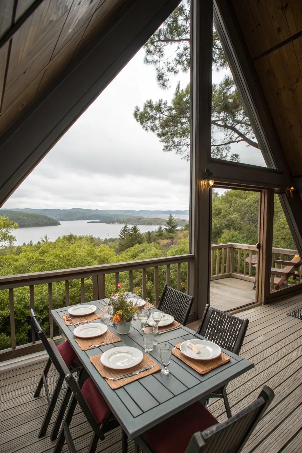 Outdoor dining on a balcony offers a delightful experience.