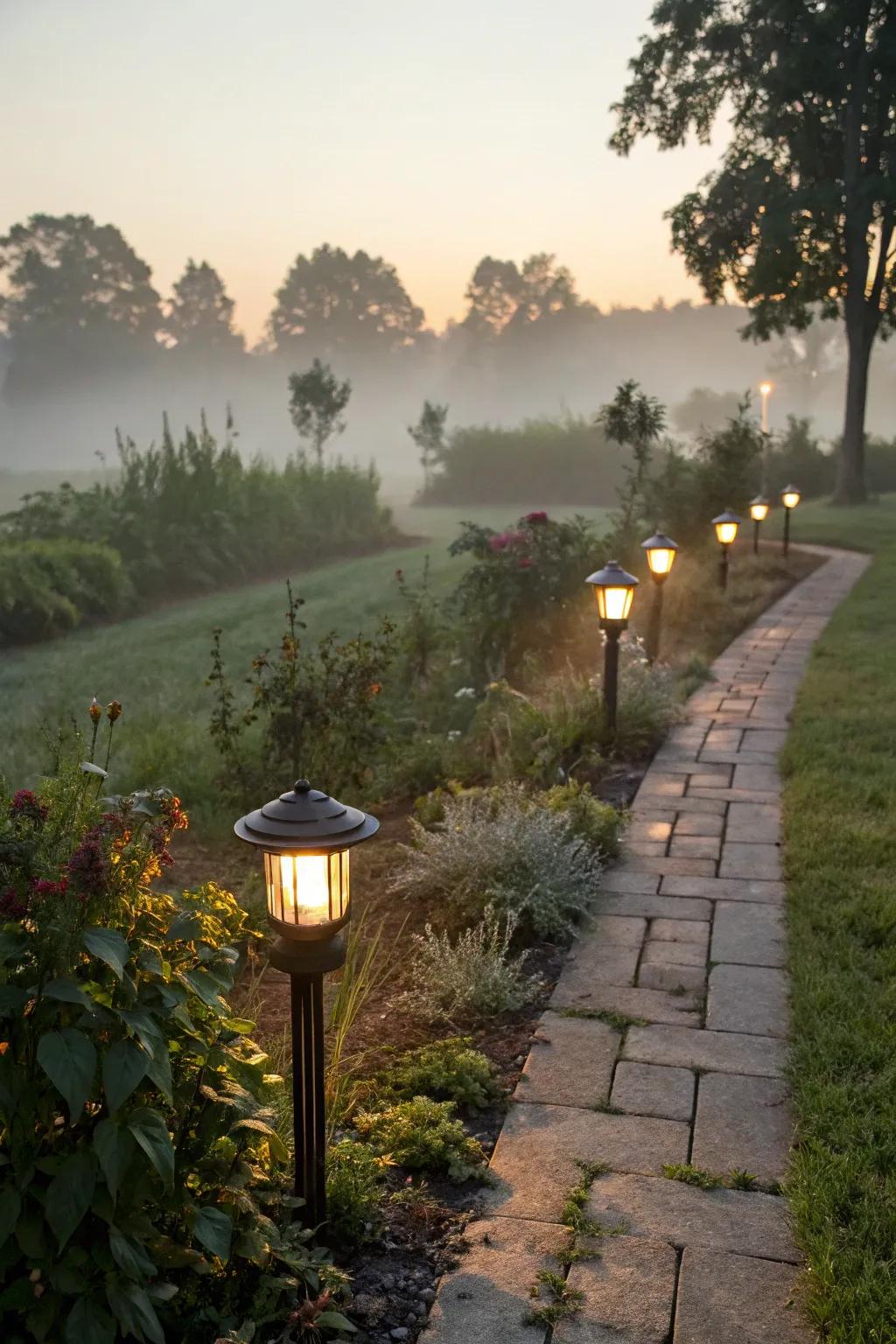Solar lights illuminate pathways and add magic to your garden.