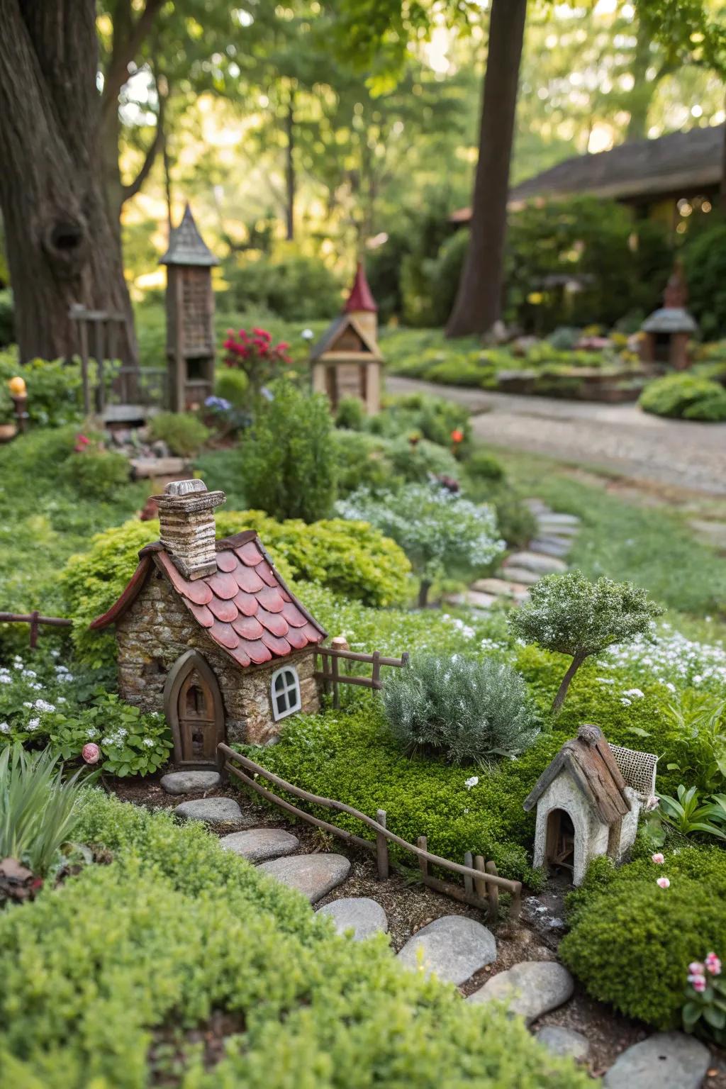 A magical fairy garden with miniature details