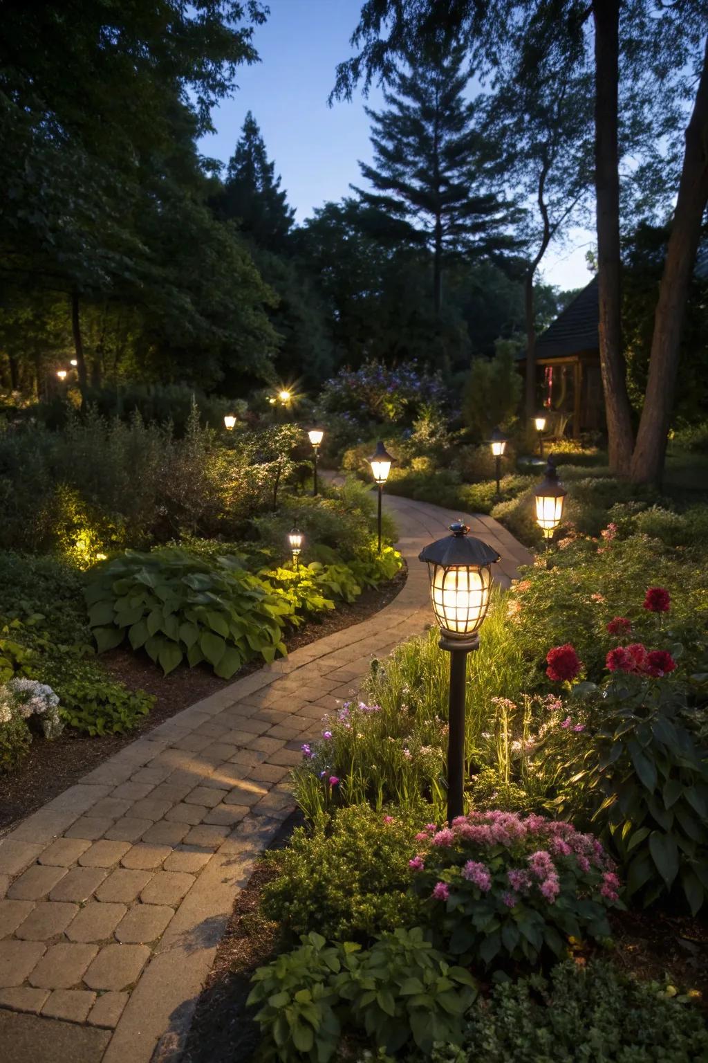 Garden aglow with magical solar lighting