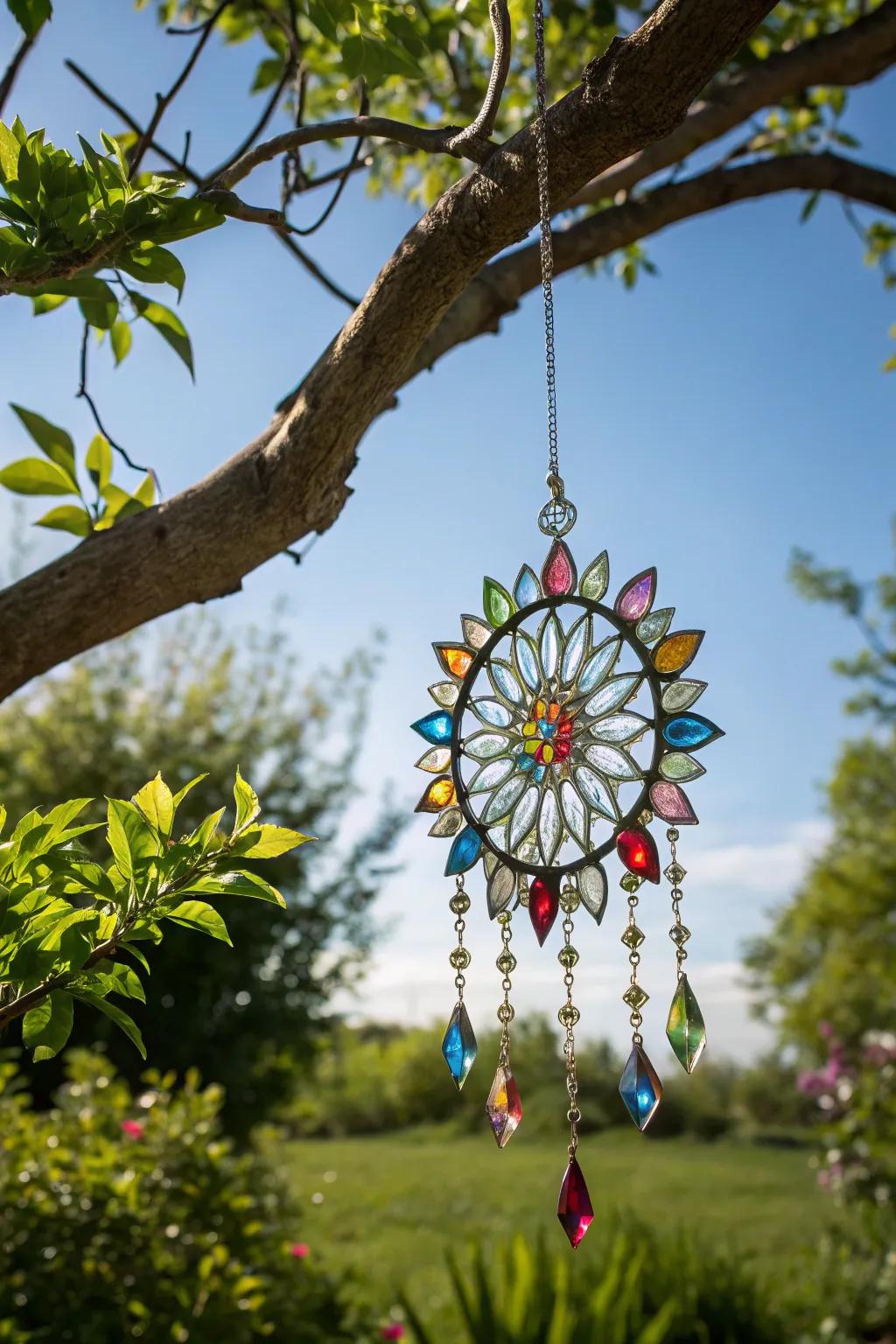 Sun catcher adding a magical sparkle to the garden