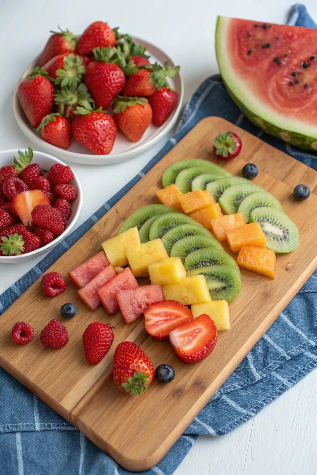 A colorful fruit platter perfect for any picnic.
