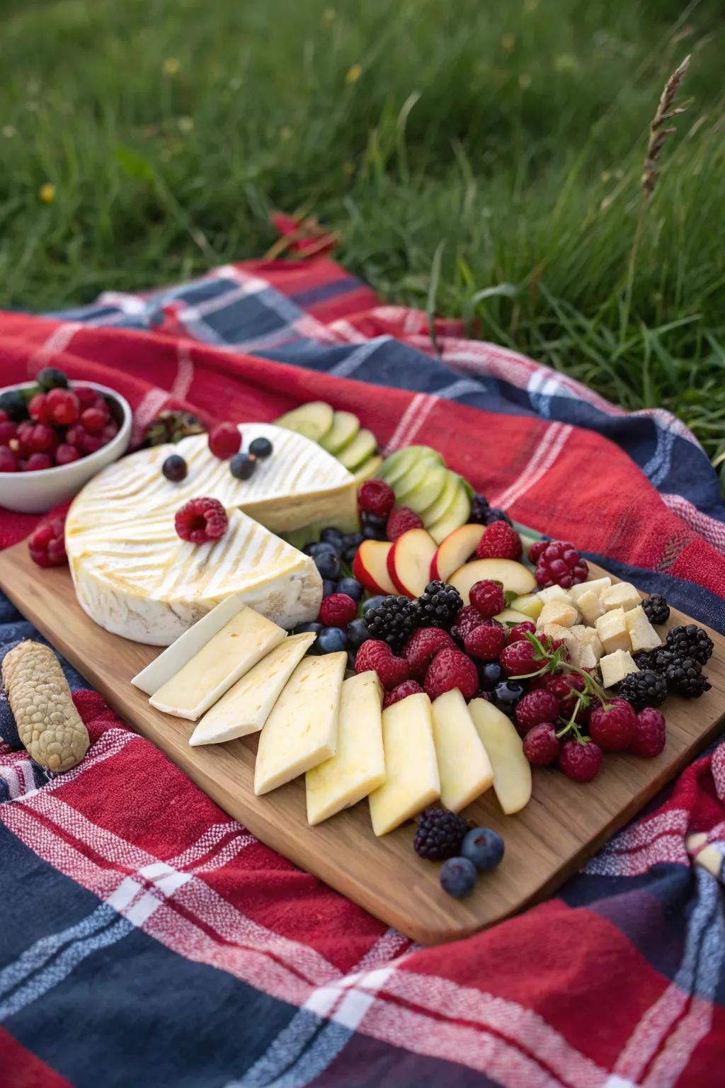 A delightful cheese and fruit pairing for your picnic.