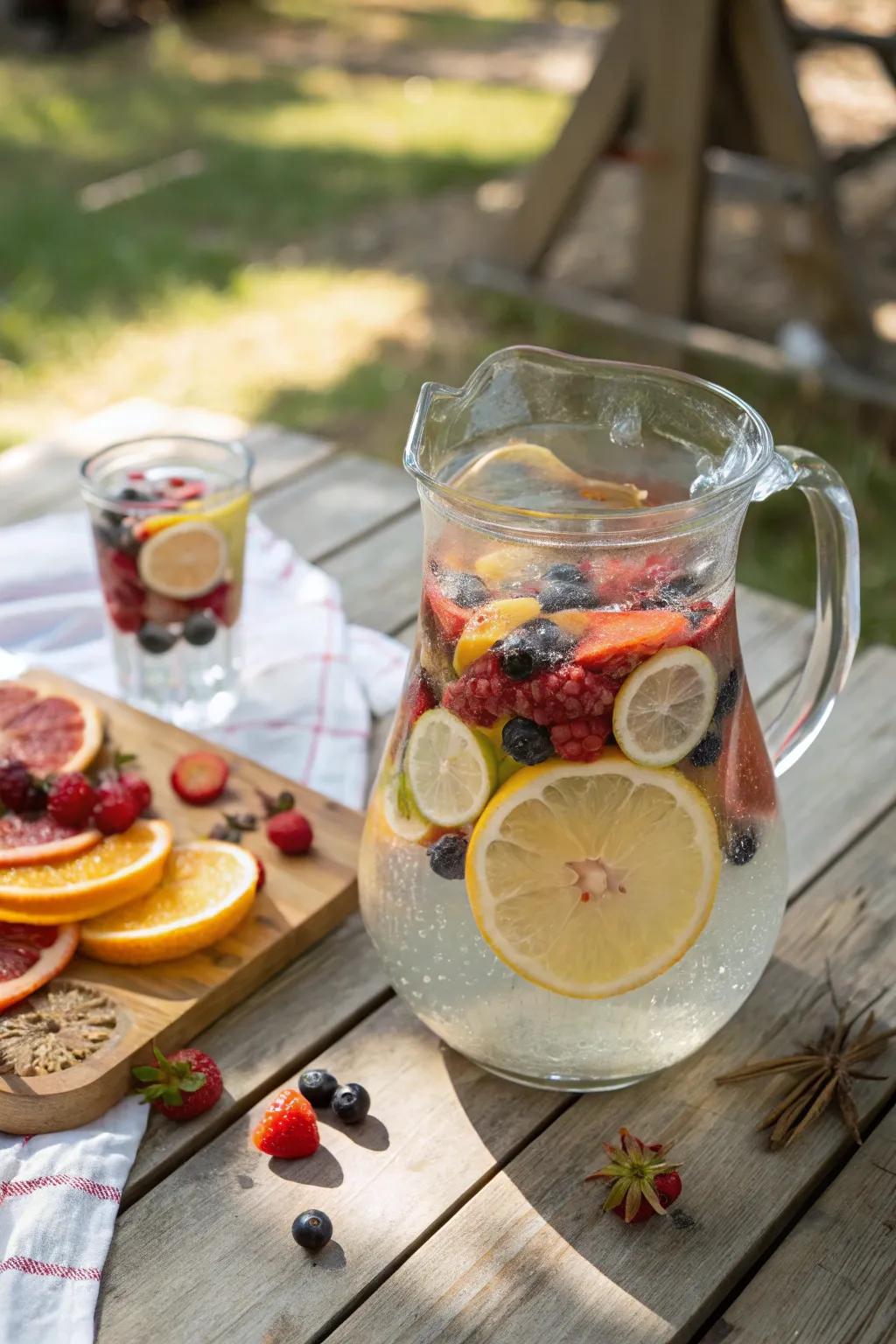 Fruit-infused water keeps everyone hydrated and refreshed.