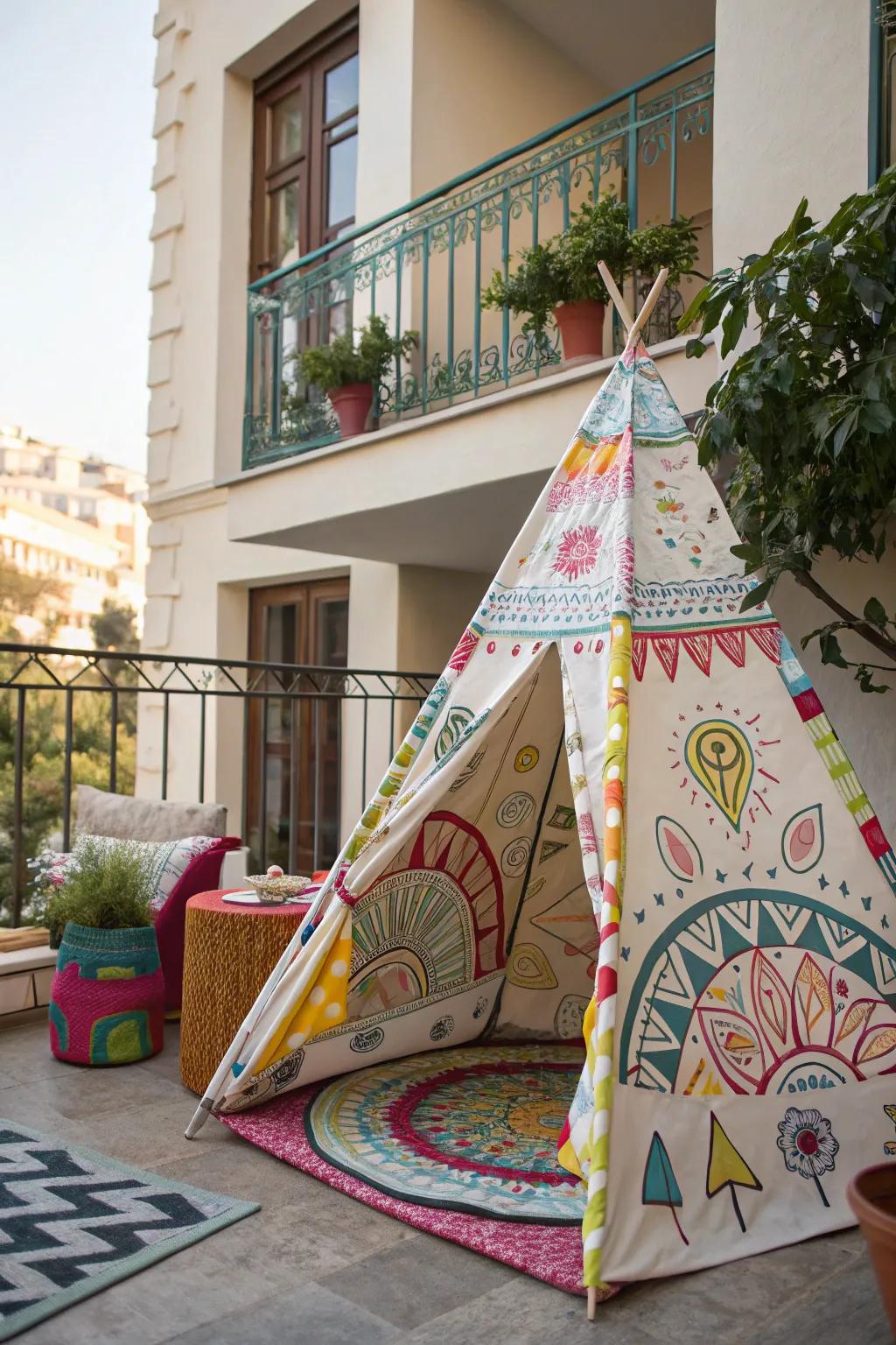 A pop-up tent that doubles as artistic expression.