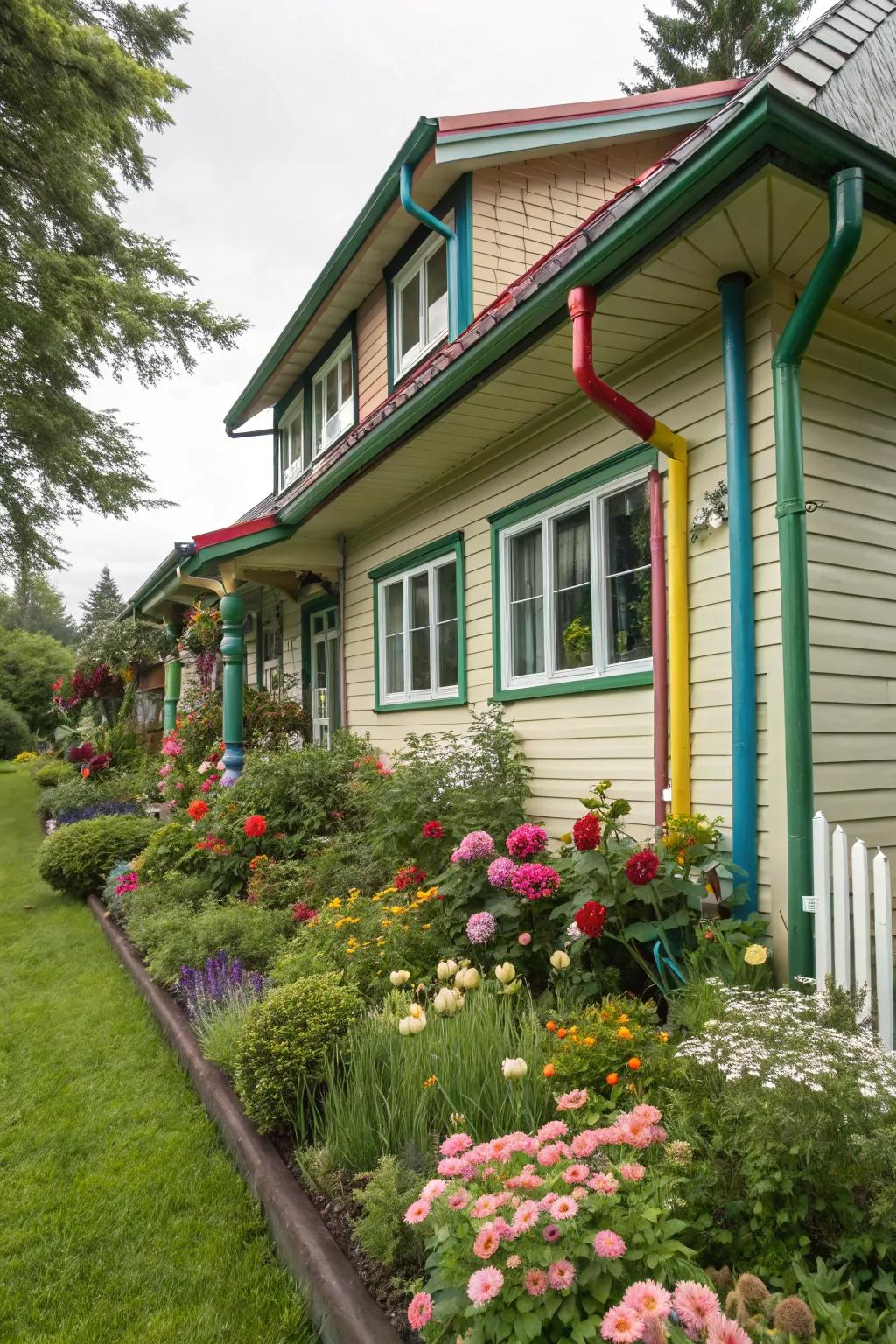Add personality to your home with colorful gutters.