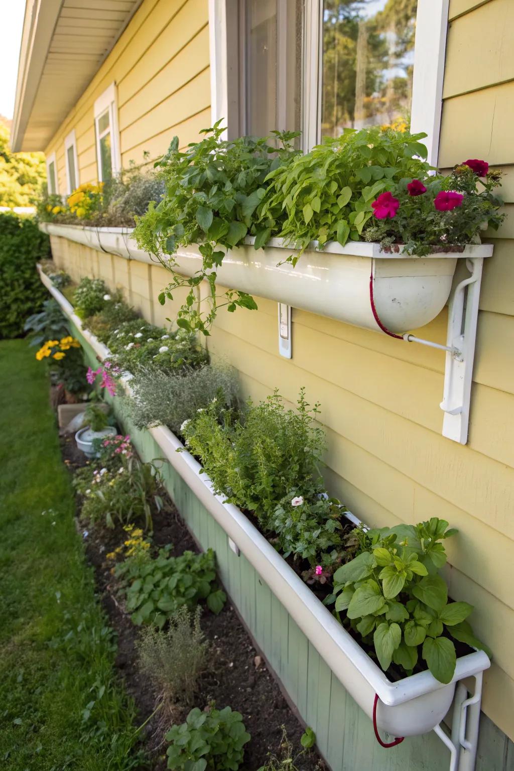 Transform your rain gutters into vibrant garden spaces.