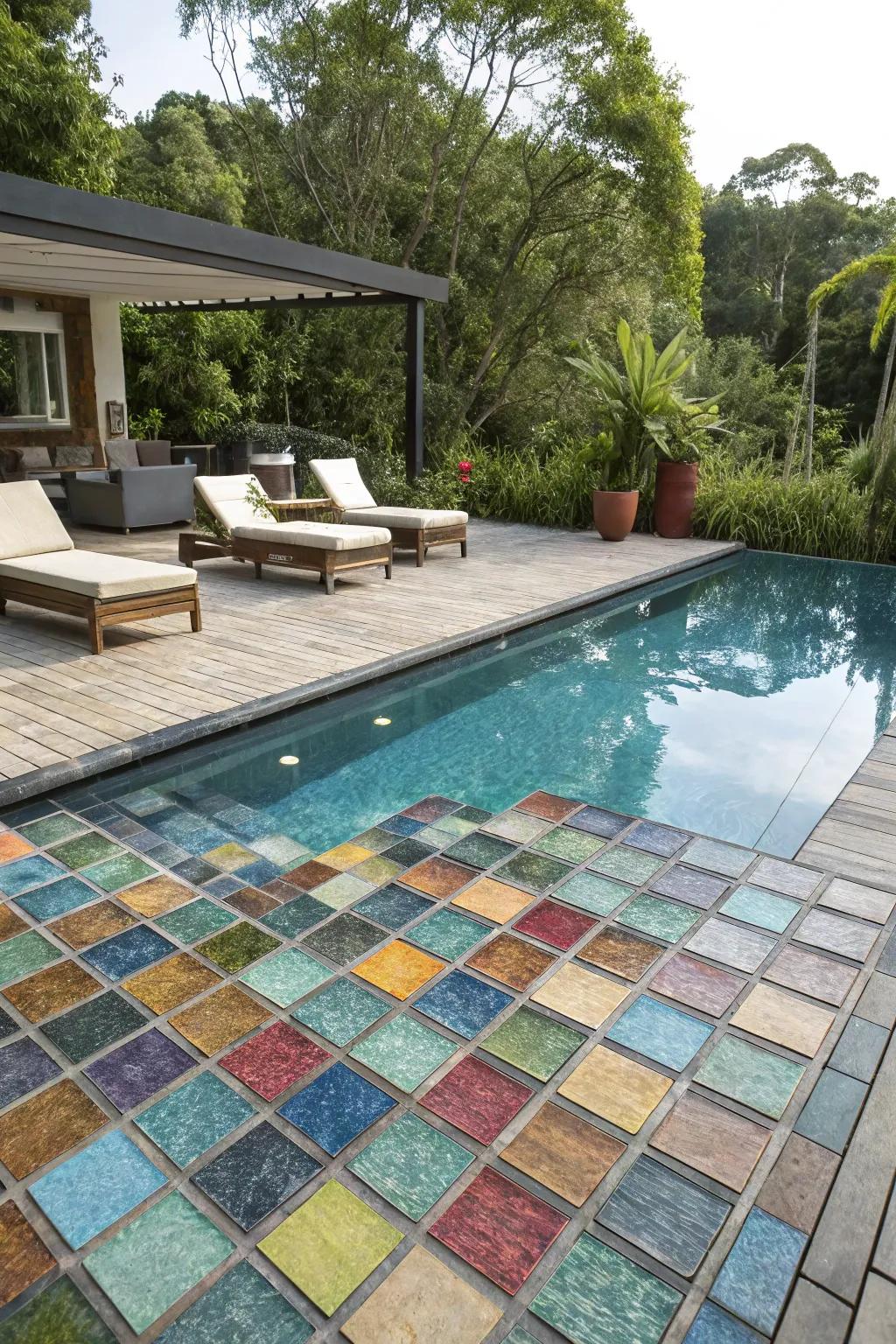 Eco-friendly materials provide a sustainable and stylish pool deck option.