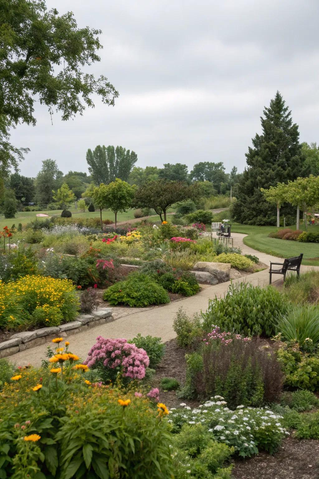 A Milwaukee garden showcasing diverse plantings suited to various microclimates.