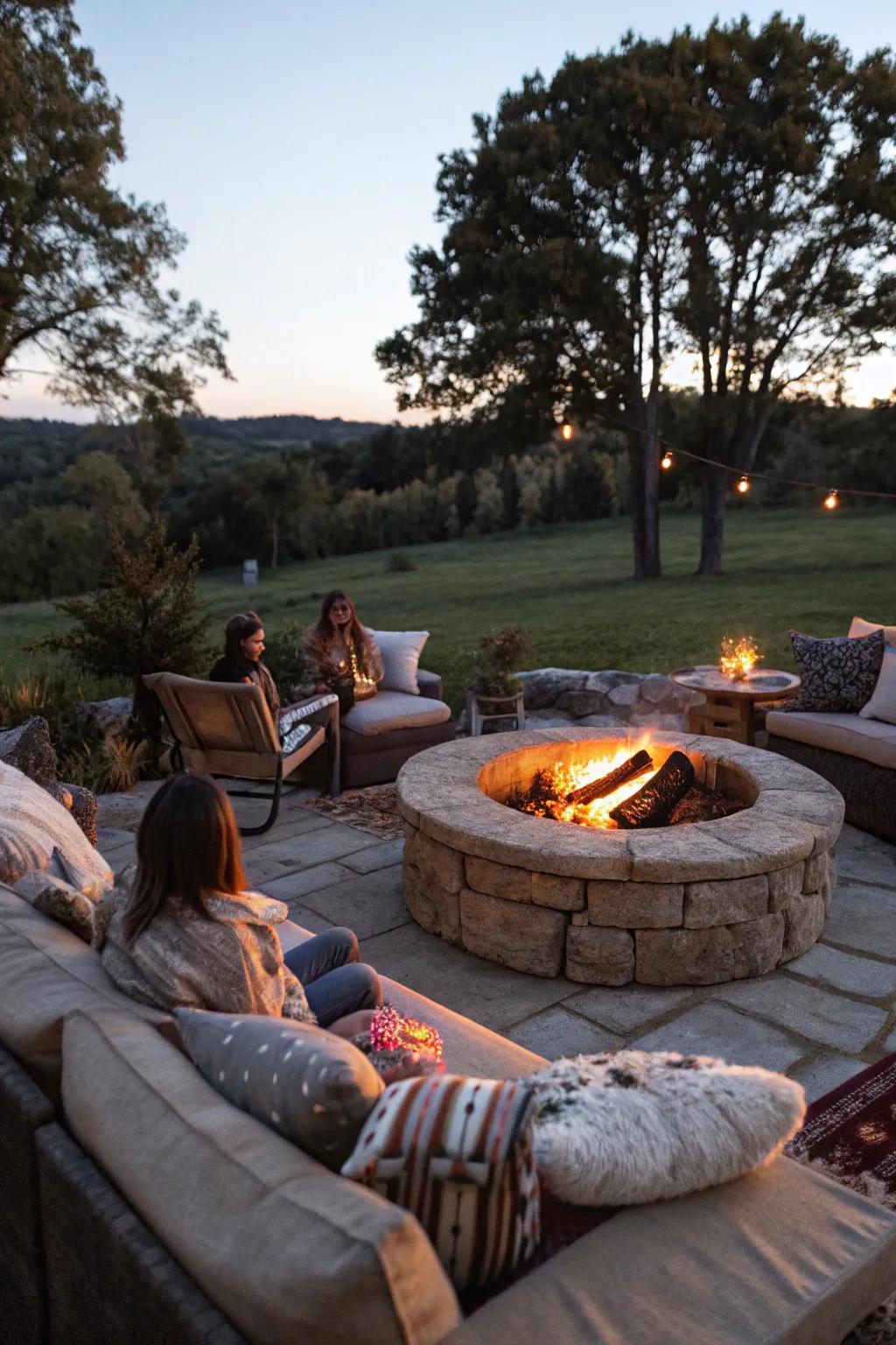 An inviting fire pit perfect for social gatherings.