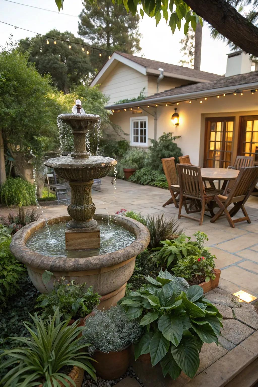 A soothing water feature for relaxation.