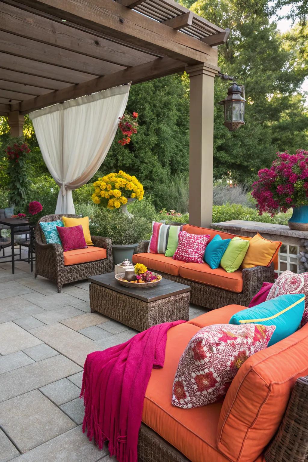 Bold color accents for a lively atmosphere.