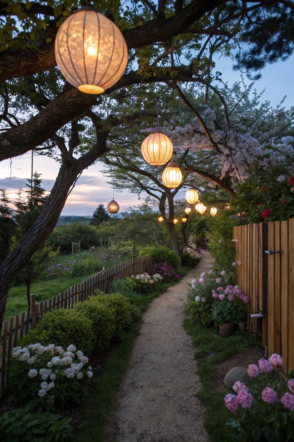 Hanging lanterns add an exotic and magical touch.