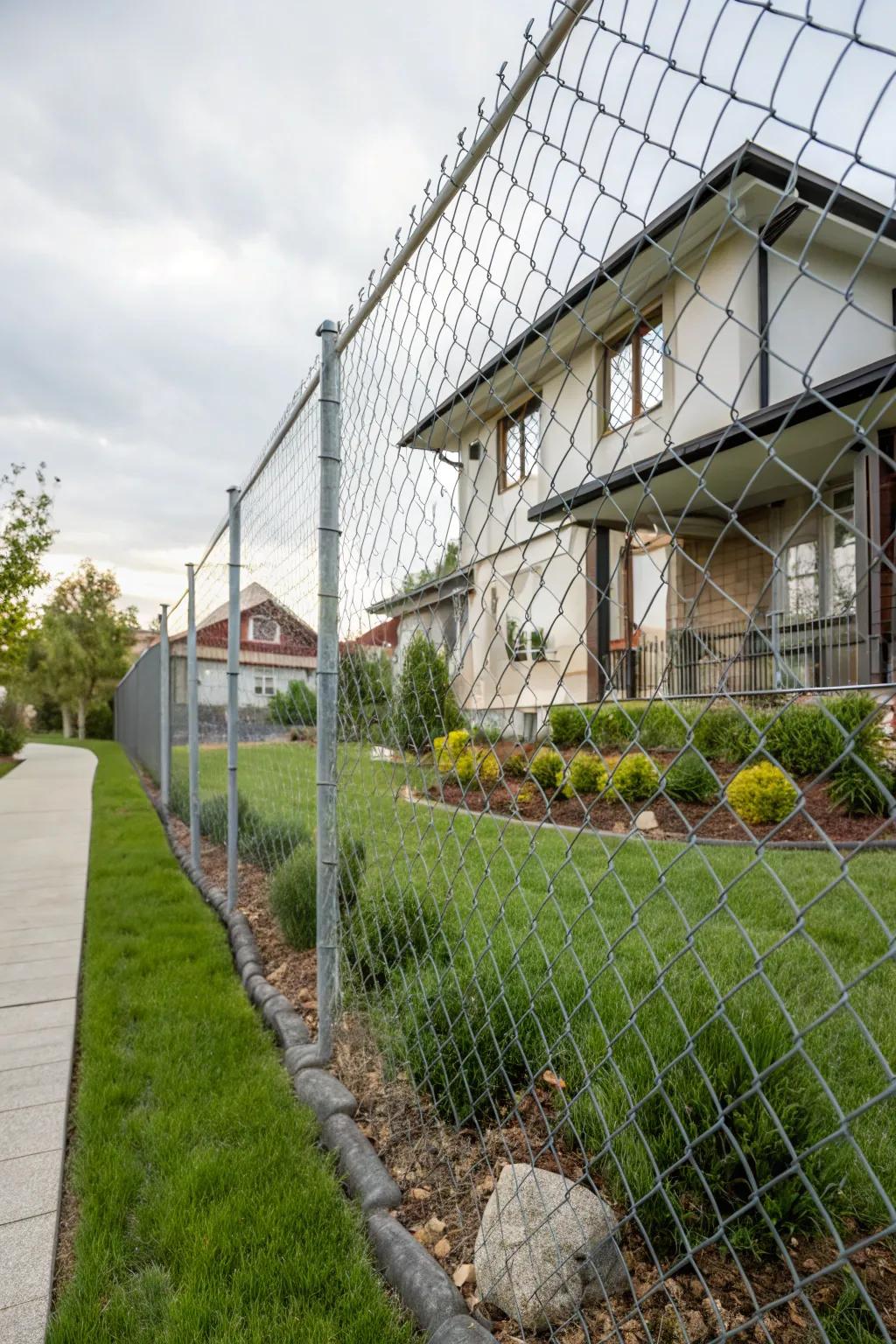 Wire mesh fences offer security with modern geometric appeal.