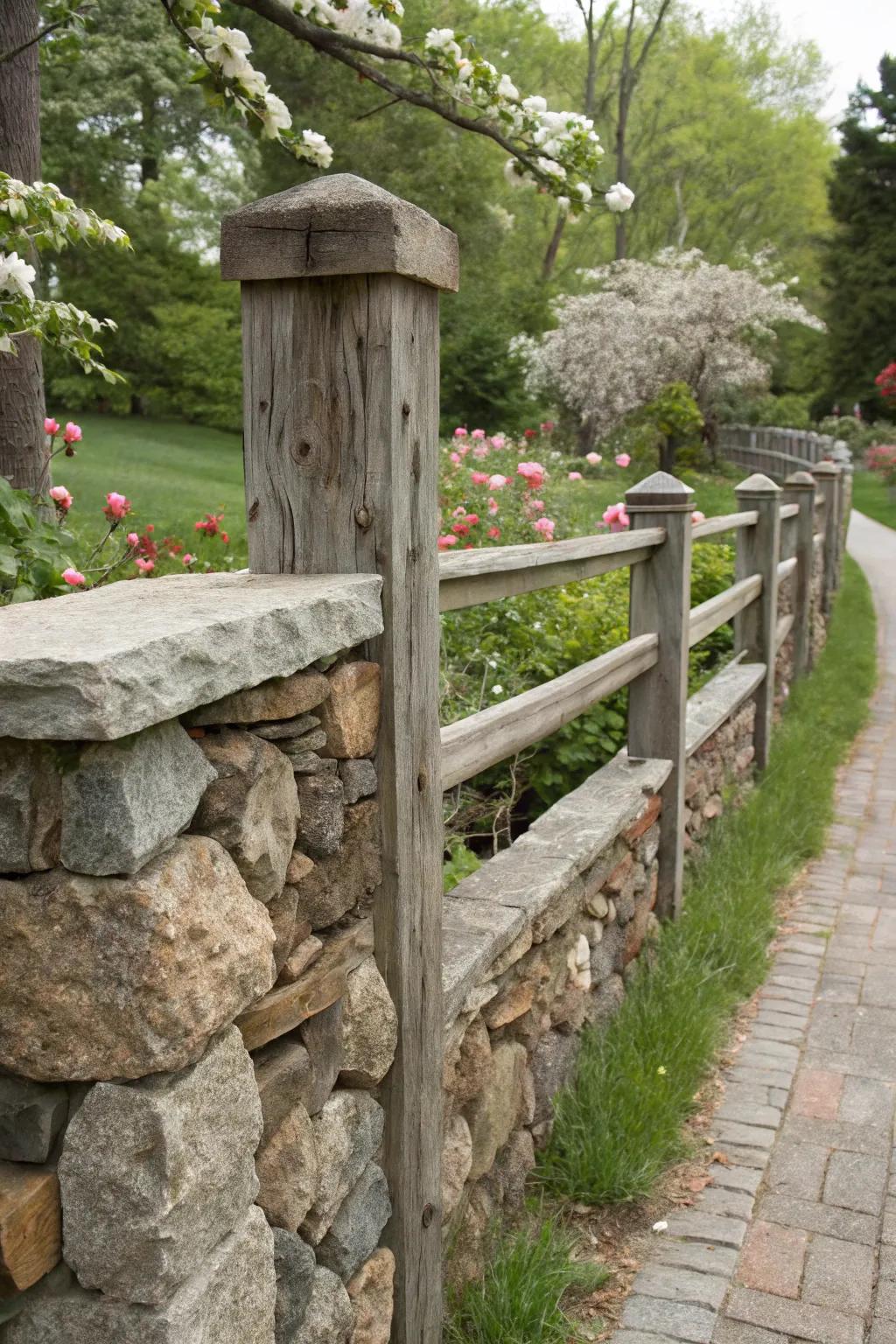 Stone and wood fences capture rustic charm and elegance.