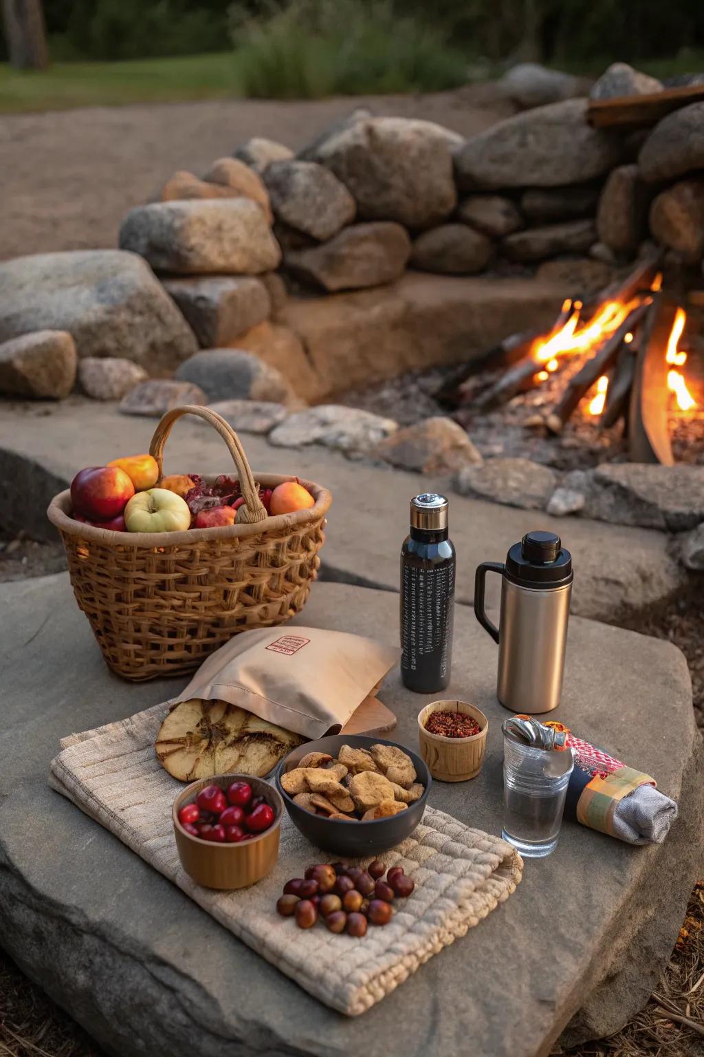 Dual function boulder as a tabletop for convenience.