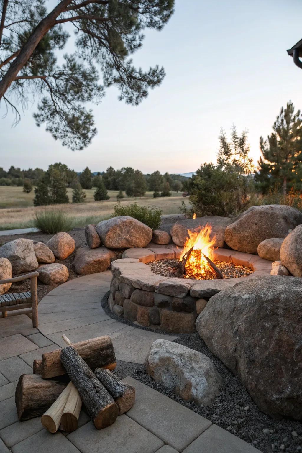 An enclosed boulder haven for intimate settings.