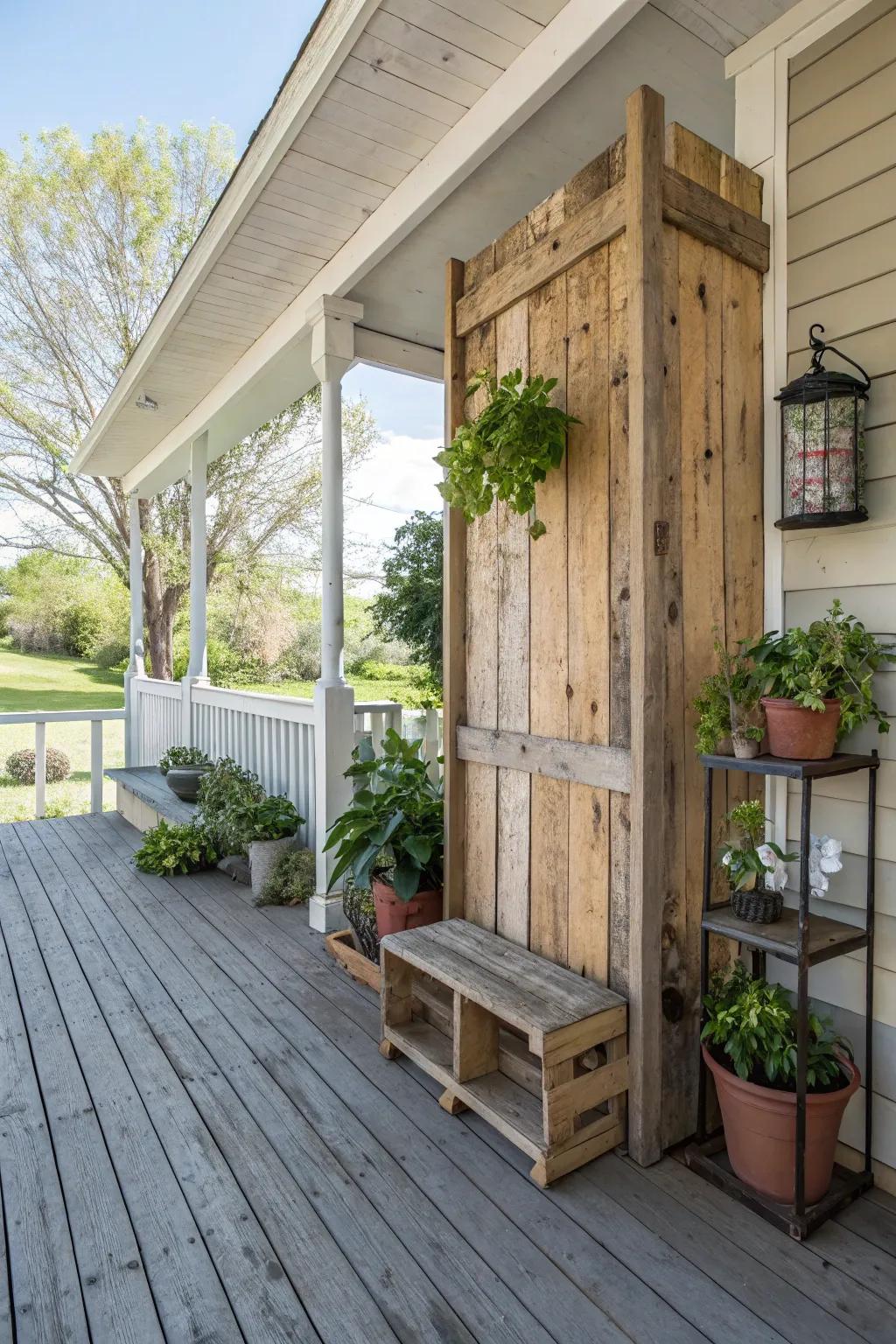 Recycled wood adds character and sustainability to dividers.