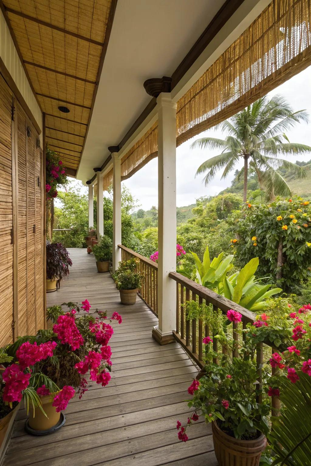 Bamboo screens offer a balance of light and privacy.