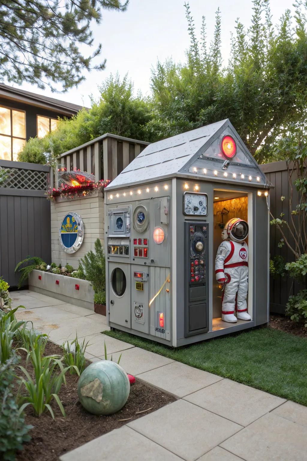 A space station playhouse for little astronauts.
