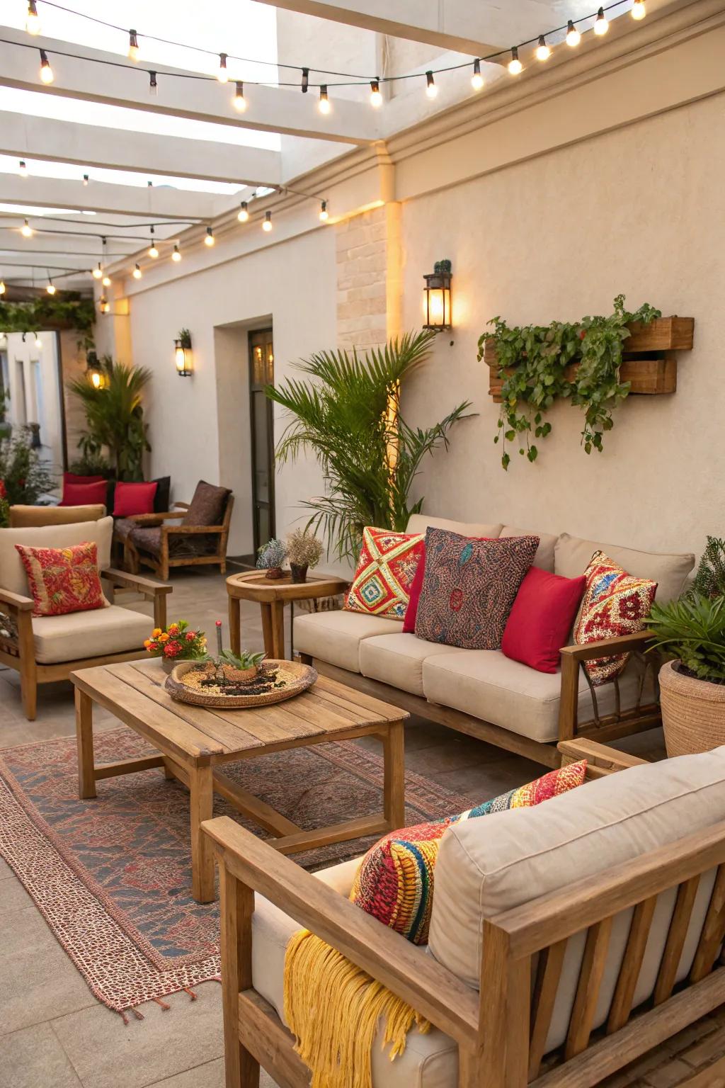 Neutral tones provide a chic backdrop for colorful accents.