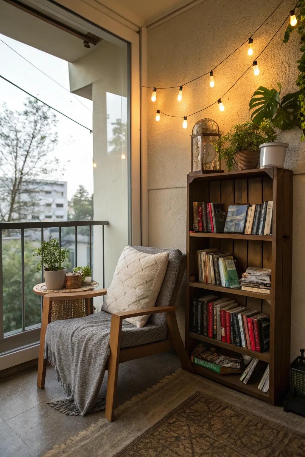 A personal retreat corner offers a perfect spot for relaxation.