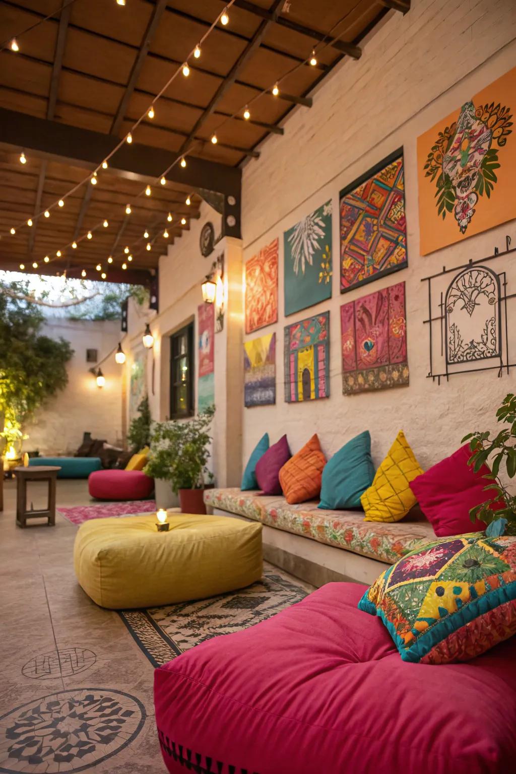 Pops of color inject energy and joy into your indoor patio.