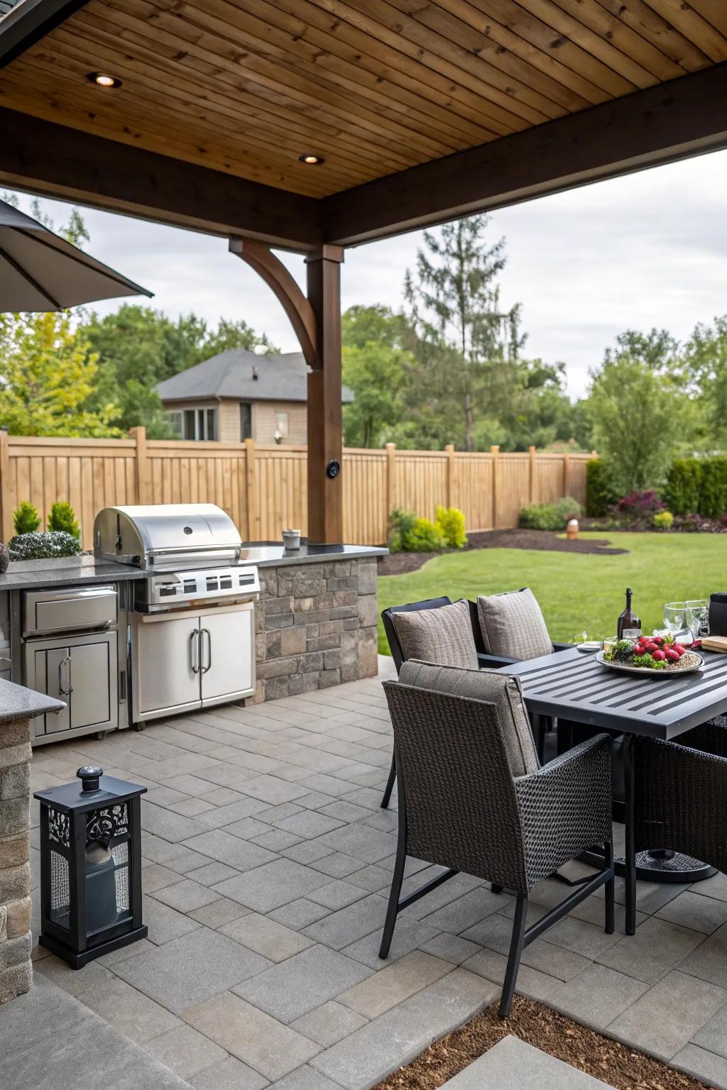 Cook and entertain with an integrated outdoor kitchen.