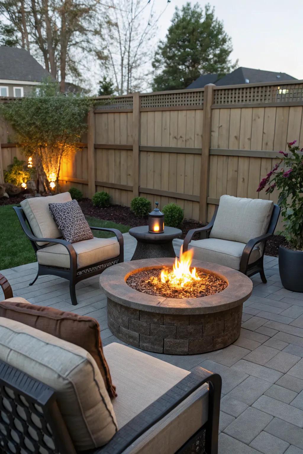 Gather around a fire feature for cozy evenings.