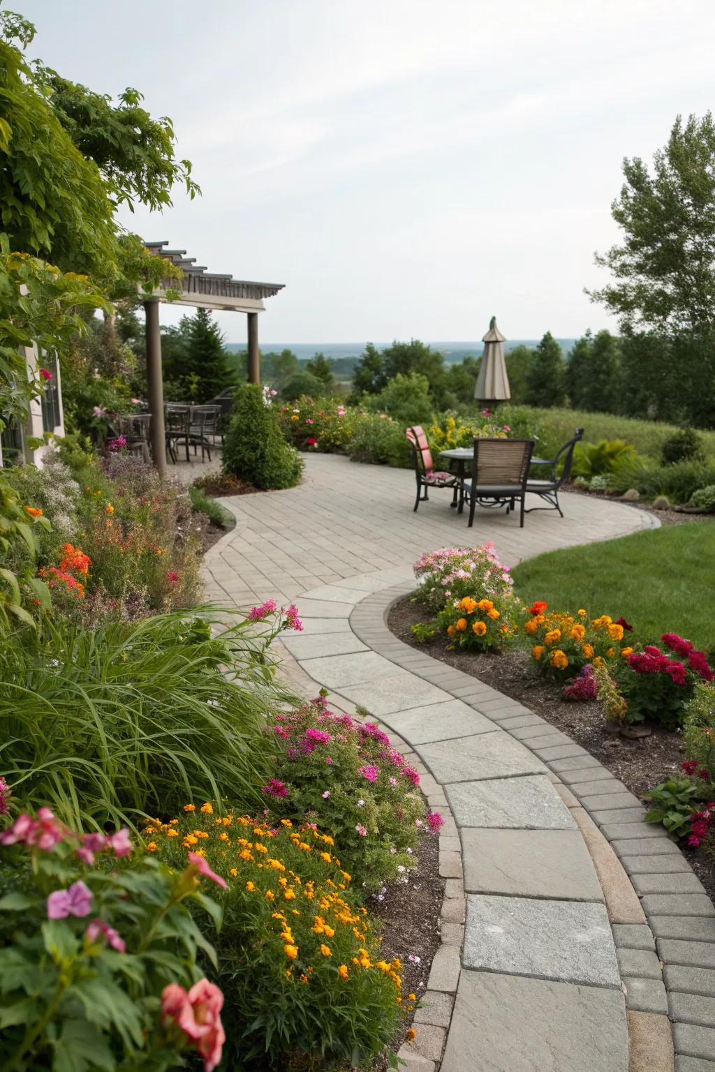 Let curved pathways lead your journey to relaxation.