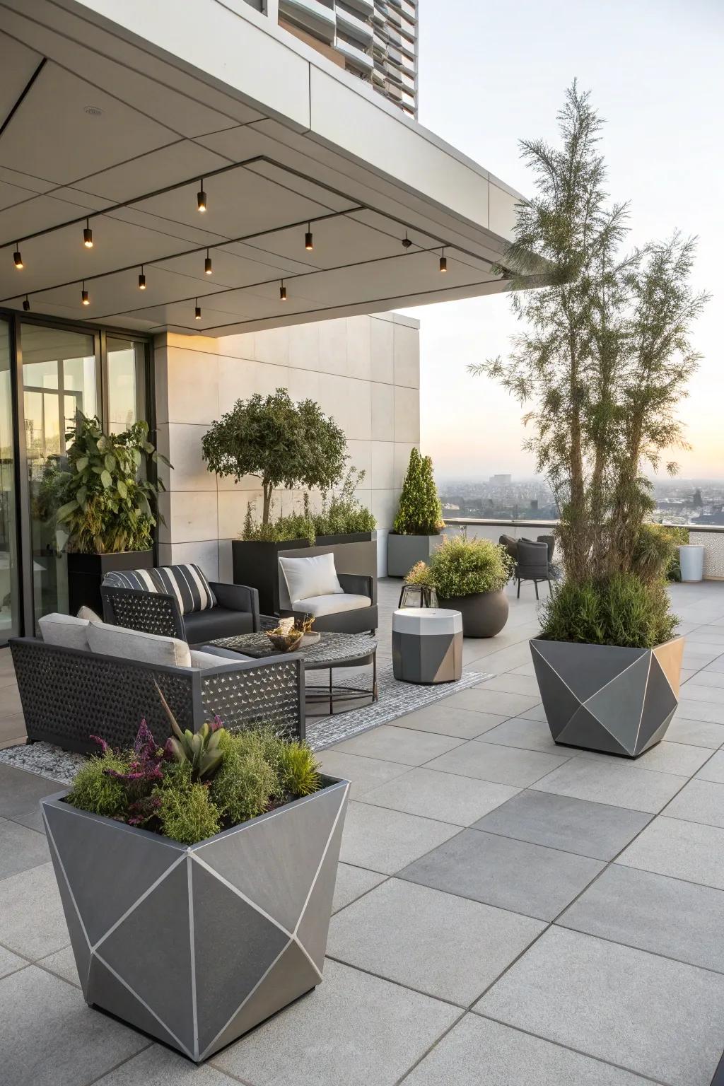 Embrace modern style with an angular patio.