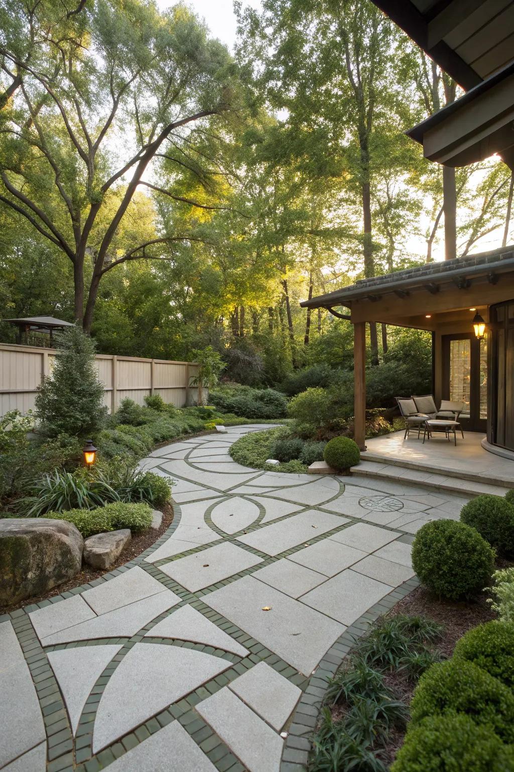 Achieve harmony with connected patio shapes.