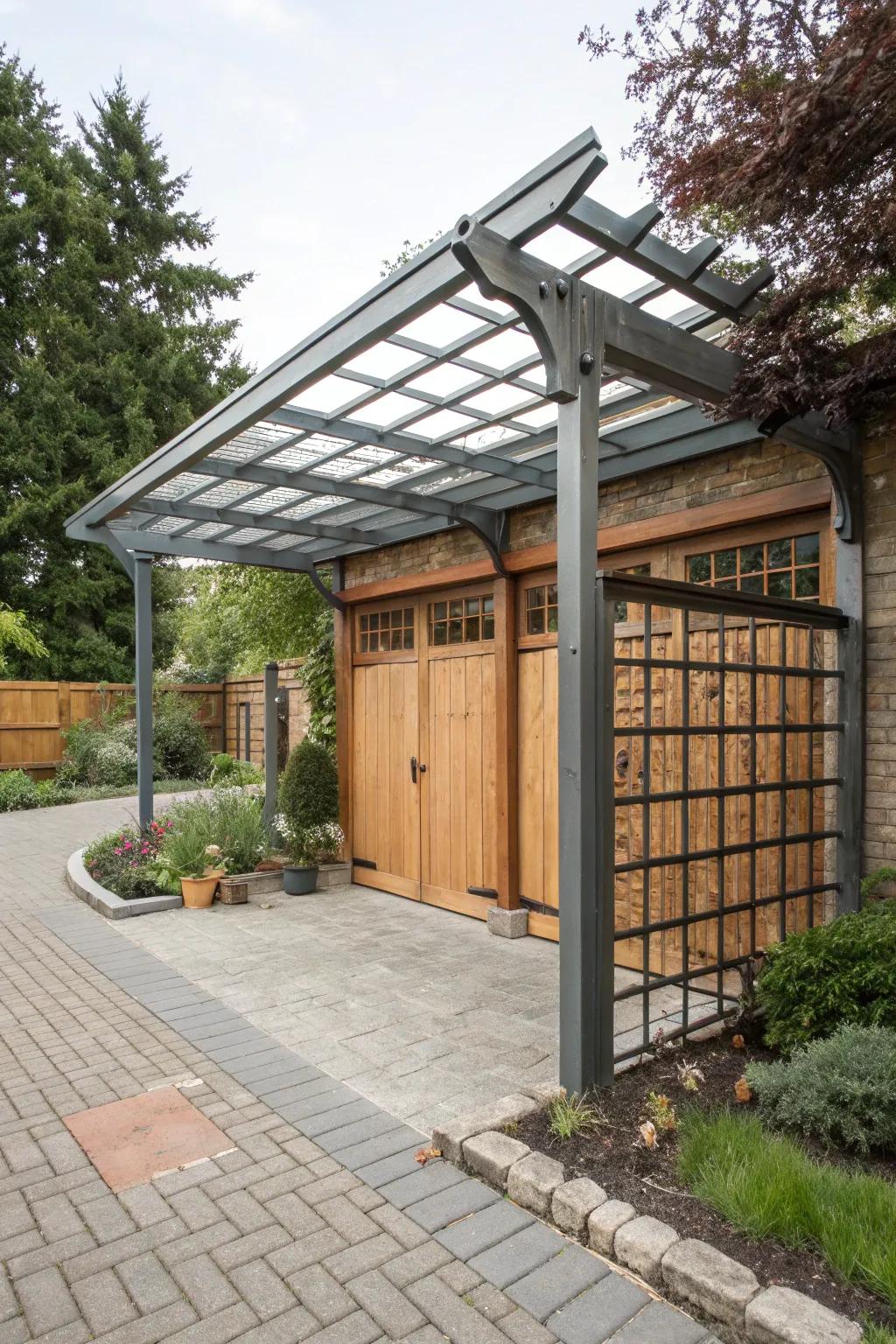 Mixed materials add texture and interest to your pergola.