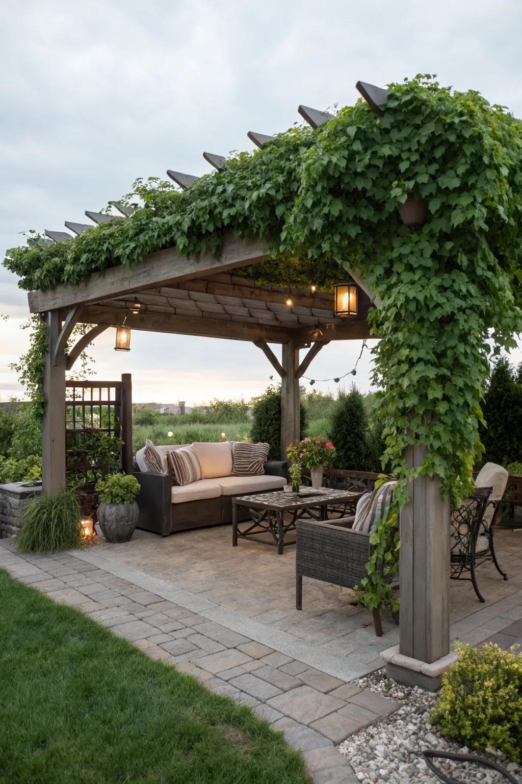 Integrated seating adds functionality to your pergola.