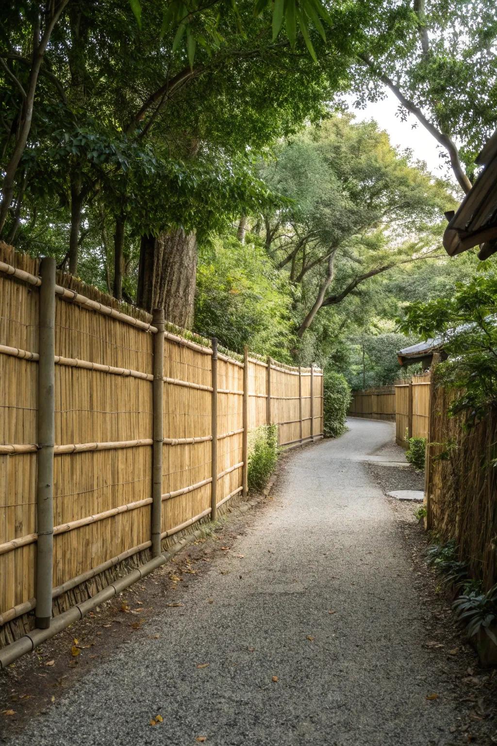 Bamboo screening adds an exotic touch