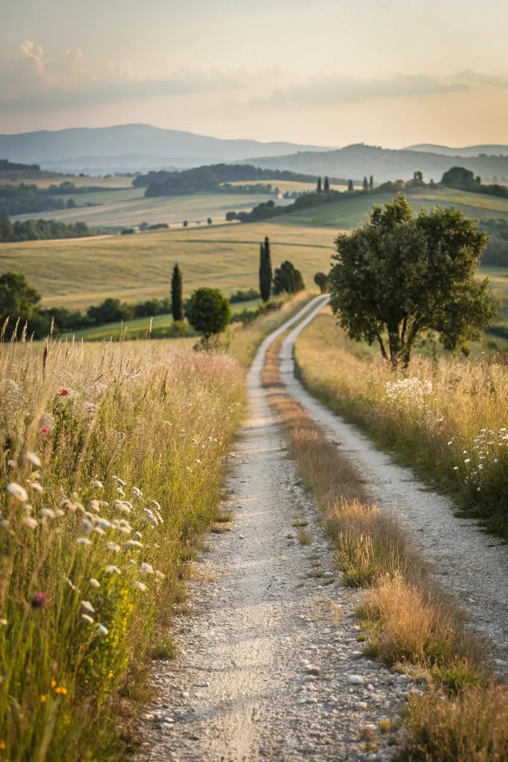 Open fields create a pastoral setting