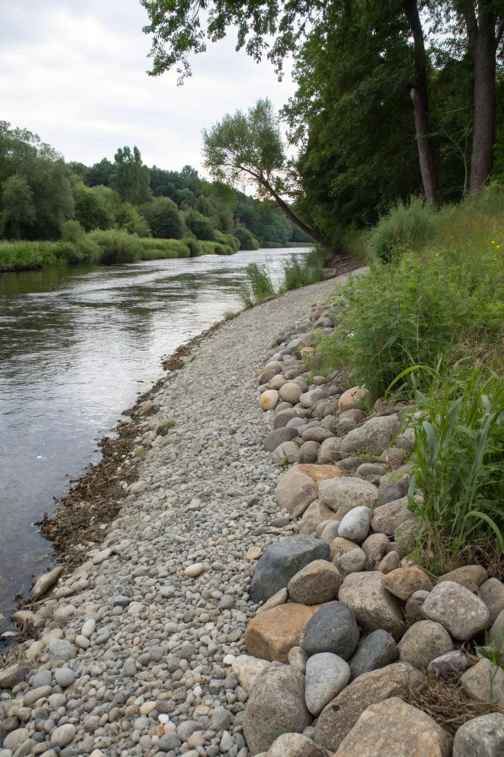 Stone mulch provides a natural finish and helps retain soil moisture.