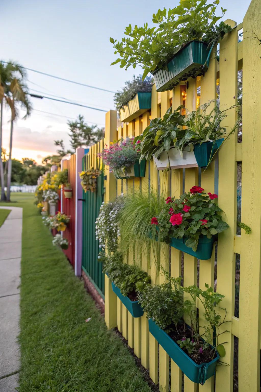 Vertical gardens add life and color to your fence.