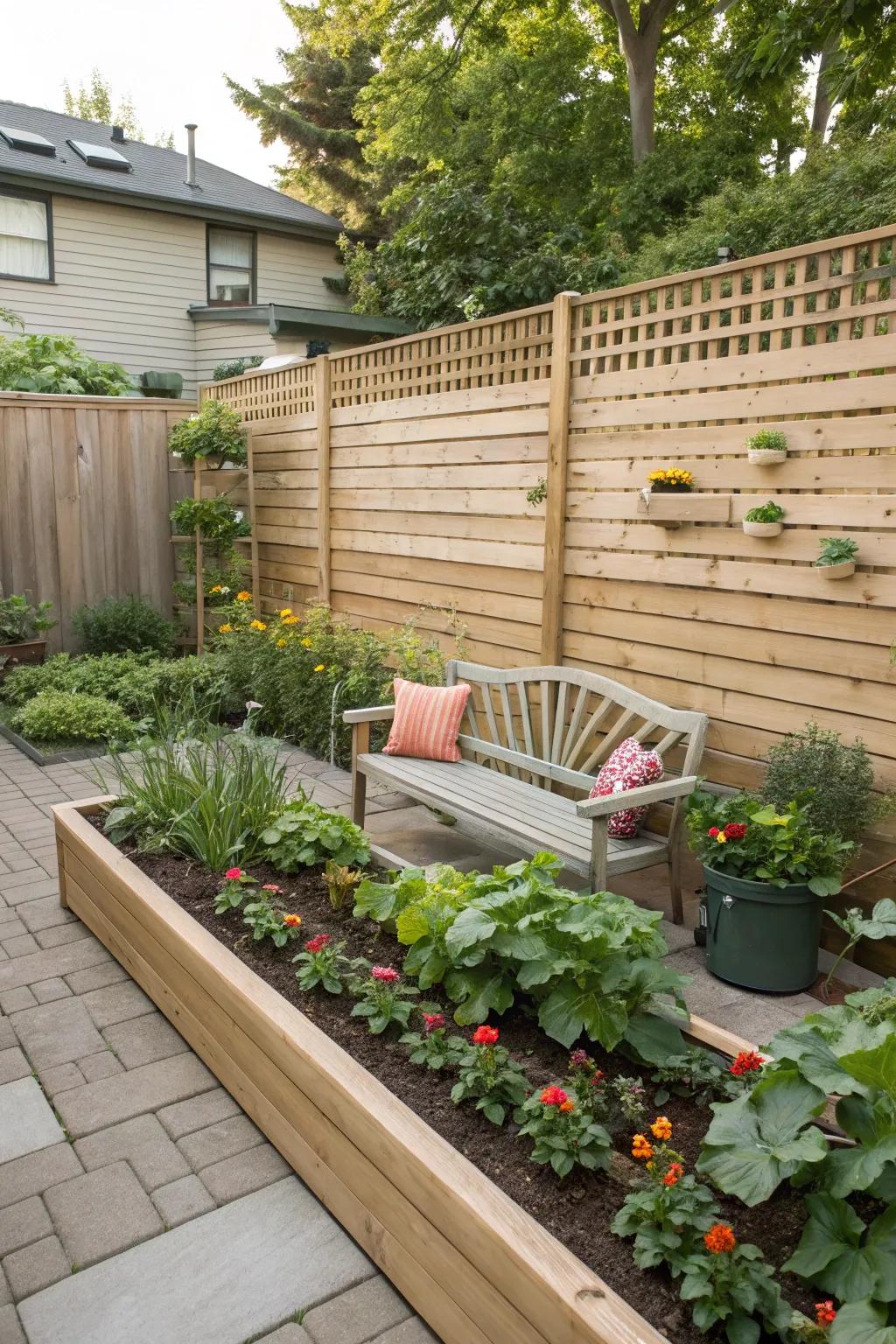 Contemporary horizontal slats perfect for modern gardens.