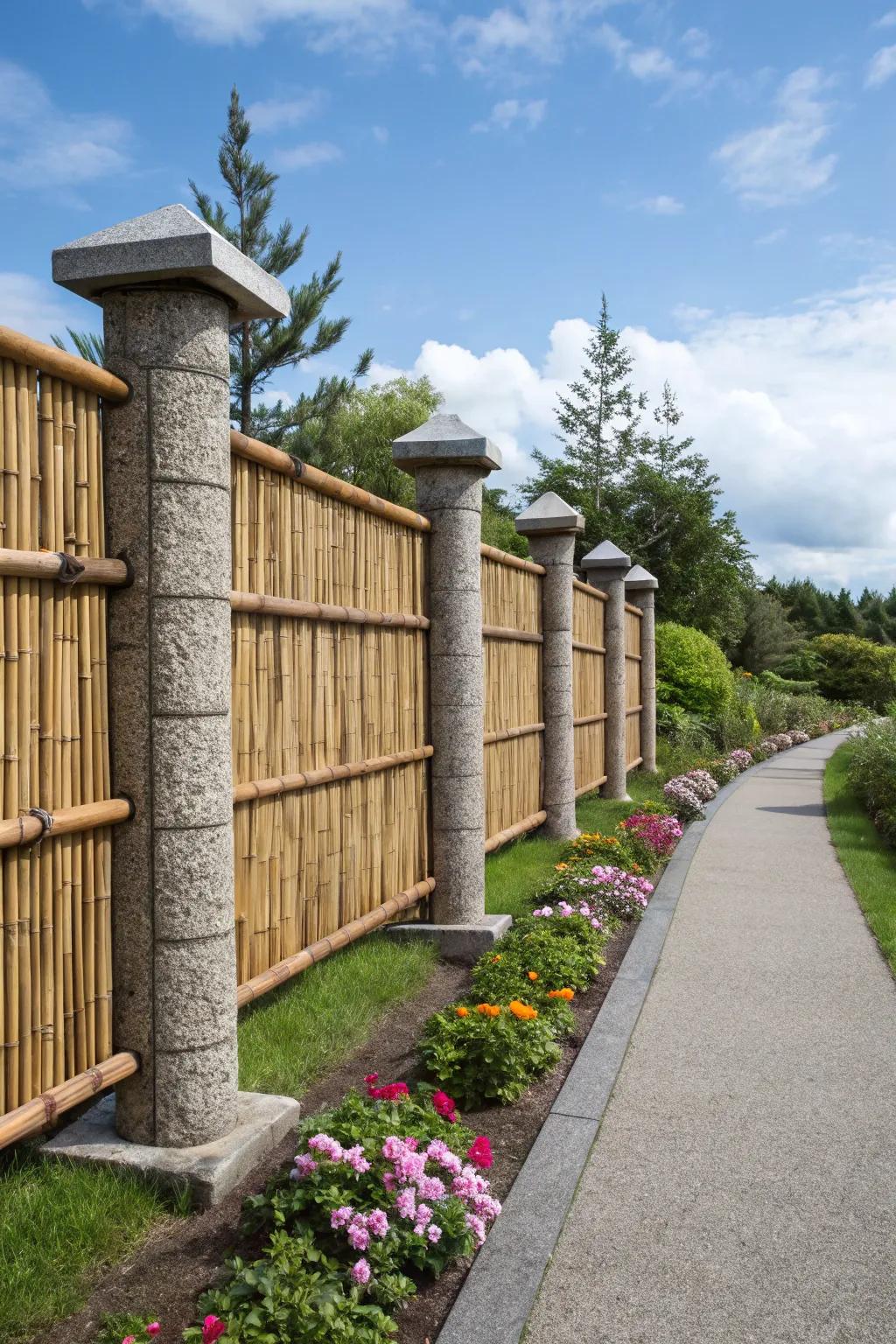 Mixed materials create a distinctive and stylish fence.