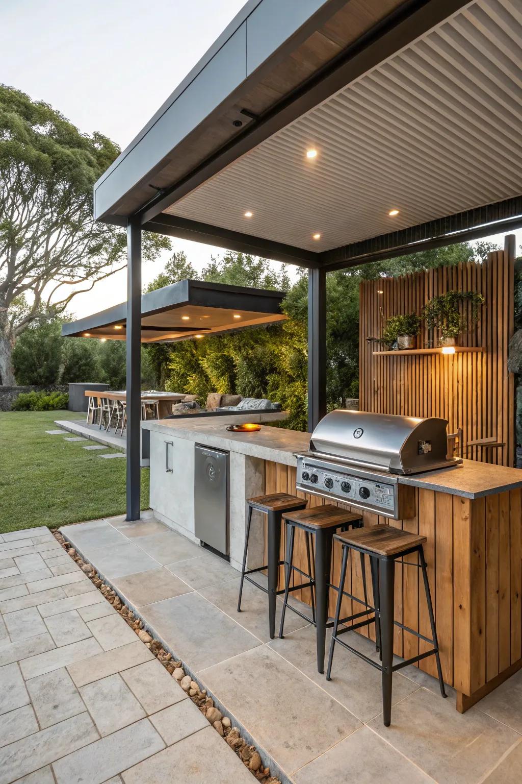 Blend modern and rustic styles for a striking look.