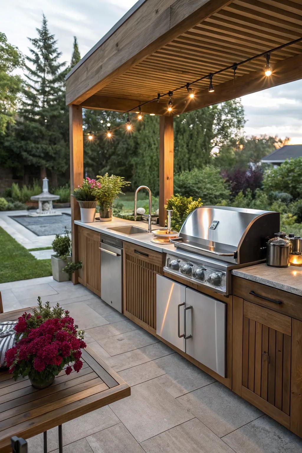 An outdoor kitchen elevates your cooking game.