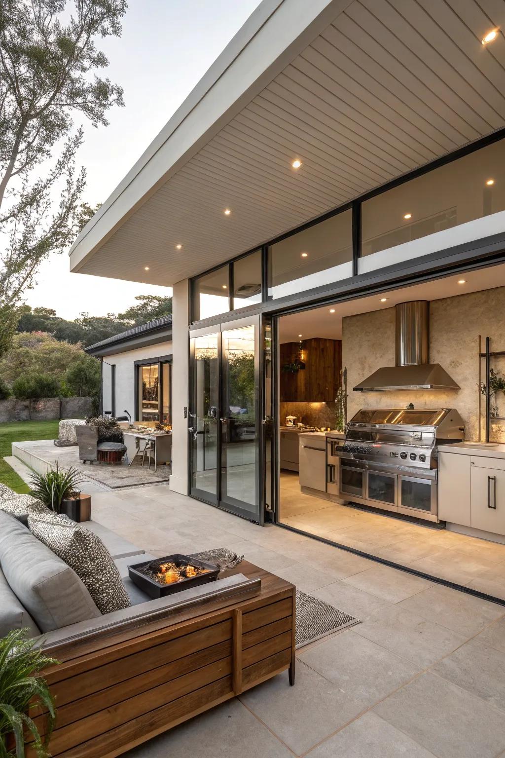 An open-air design enhances the flow between spaces.