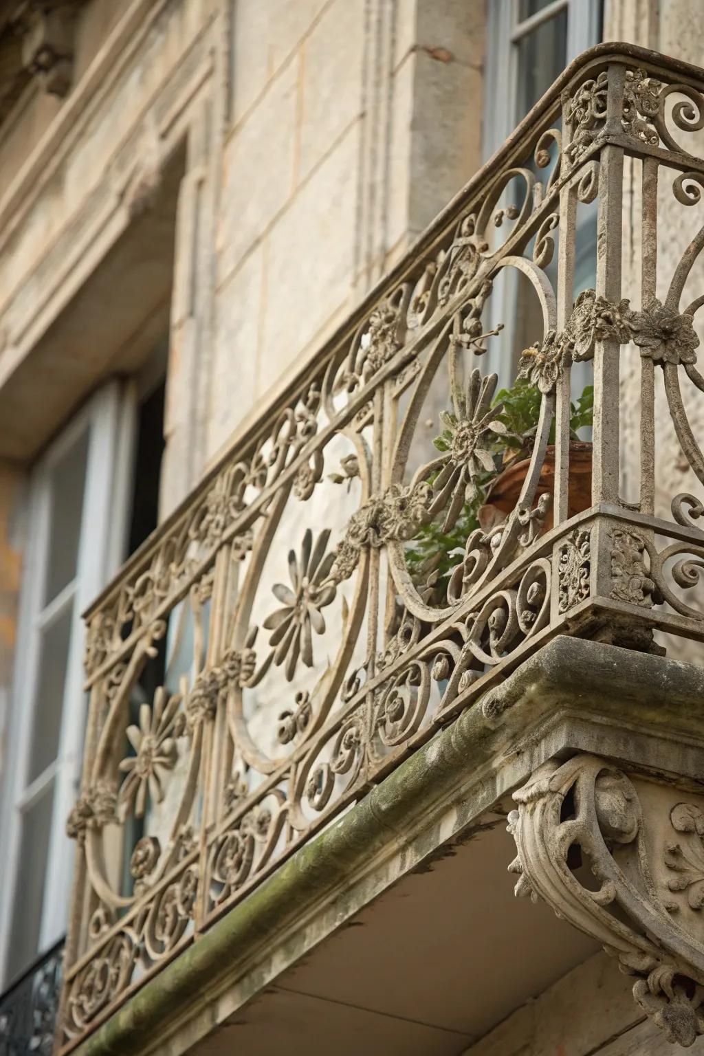 Ornate railings add a timeless elegance to any French balcony.