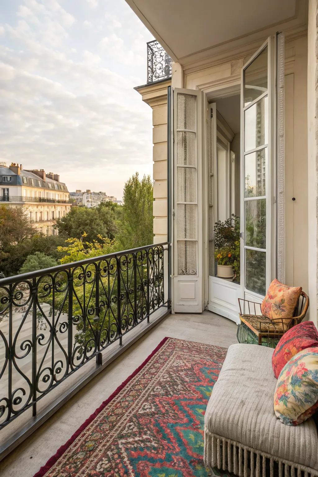 An outdoor rug ties your balcony decor together beautifully.