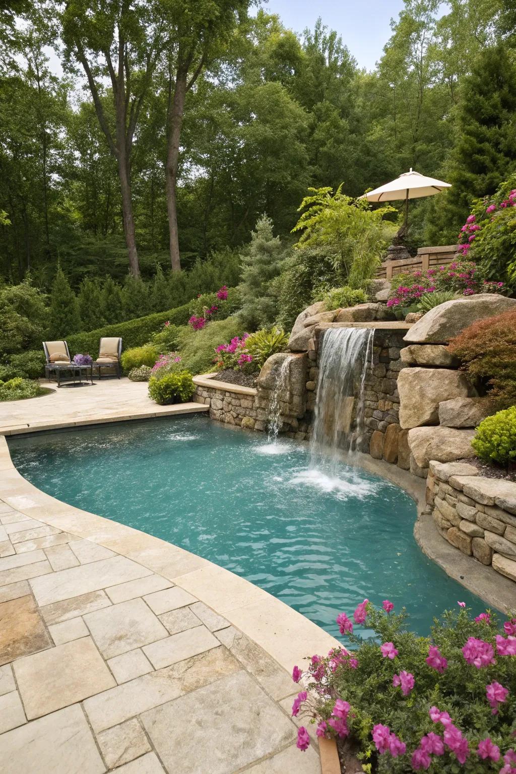 Water features add both beauty and tranquility to your pool area.