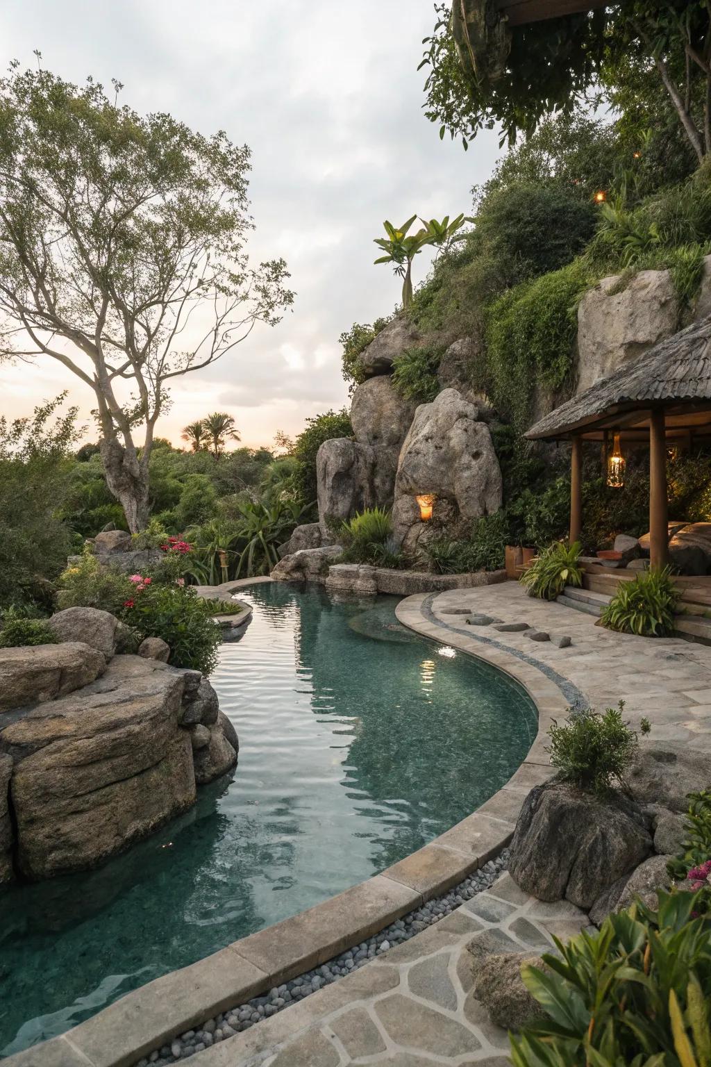 Natural elements blend your pool with its surroundings for a more organic feel.